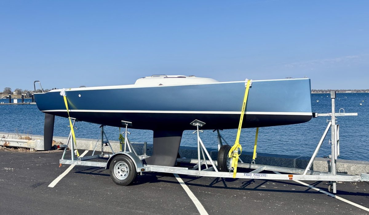 J/7 sailboat on Triad custom trailer